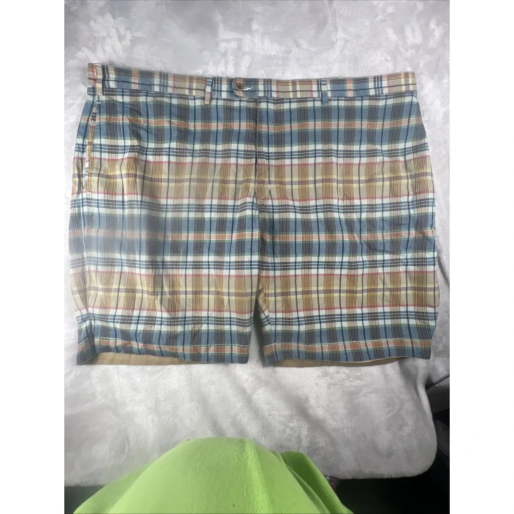 Polo Ralph Lauren Reversible Shorts Mens Size 52 Multicolor Plaid Khaki Cotton